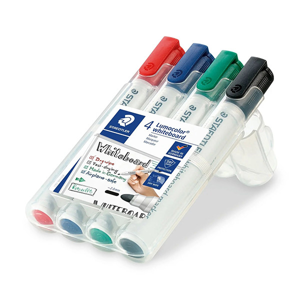 Staedtler Lumocolor 351 marqueur standard pour tableau blanc 4 pièces (2 mm ogive) - couleurs assorties 351WP4 209611 - 1