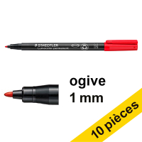 Staedtler Offre: 10x Staedtler Lumocolor 317 marqueur permanent (1 mm ogive) - rouge  424746