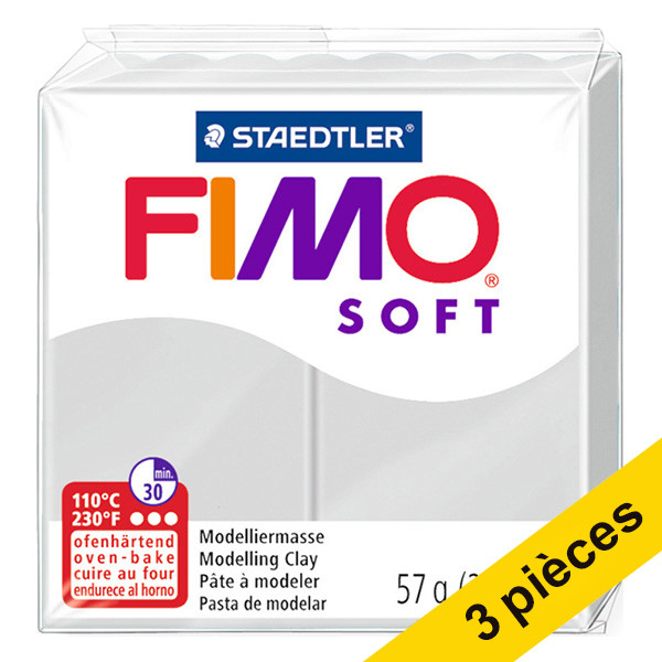 Offre: 3x Fimo soft pâte à modeler 57g - 80 gris dauphin 424697 - 1