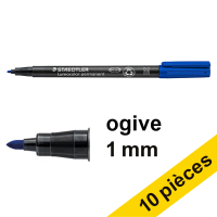 Offre : 10x Staedtler Lumocolor 317 marqeur permanent (1 mm ogive) - bleu