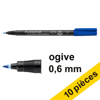 Offre : 10x Staedtler Lumocolor 318 marqueur permanent (0,6 mm ogive) - bleu