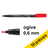 Staedtler Offre : 10x Staedtler Lumocolor 318 marqueur permanent (0,6 mm ogive) - rouge  424738
