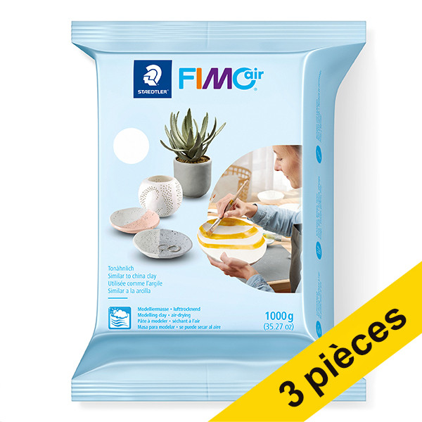 Offre : 3x Fimo air pâte à modeler 1 kg - 0 blanc 424696 - 1