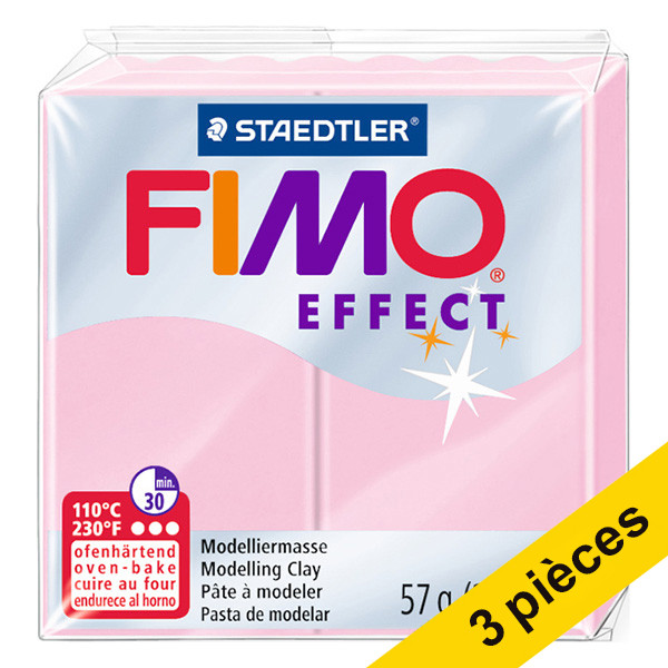 Offre : 3x Fimo effect pâte à modeler 57g - 205 rose pastel 424685 - 1