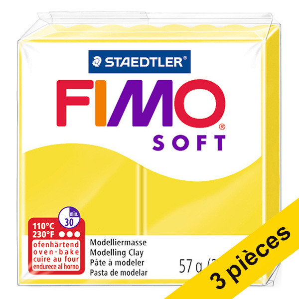 Offre : 3x Fimo soft pâte à modeler 57g - 10 jaune citron vert 424708 - 1