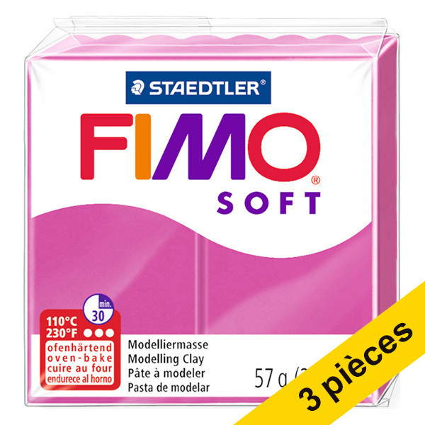Offre : 3x Fimo soft pâte à modeler 57g - 22 framboise 424681 - 1