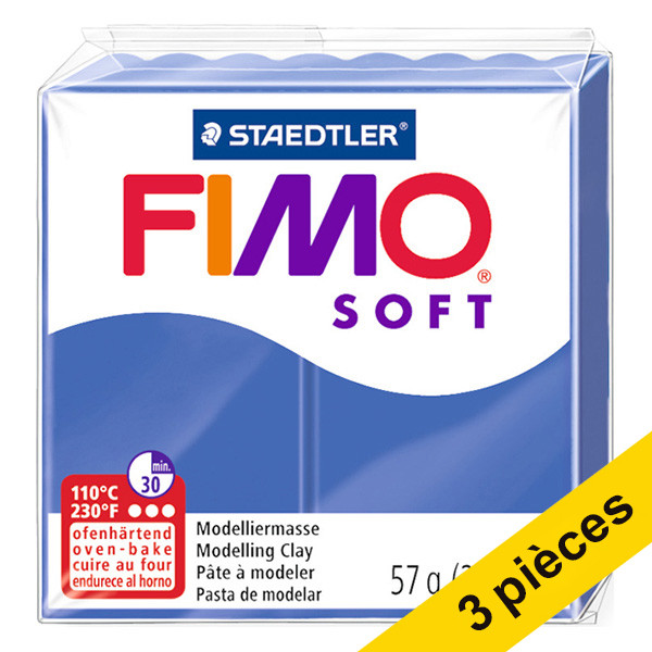 Offre : 3x Fimo soft pâte à modeler 57g - 33 bleu brillant 424650 - 1