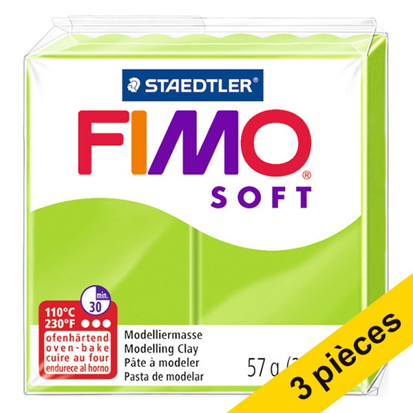Offre : 3x Fimo soft pâte à modeler 57g - 50 vert pomme 424710 - 1