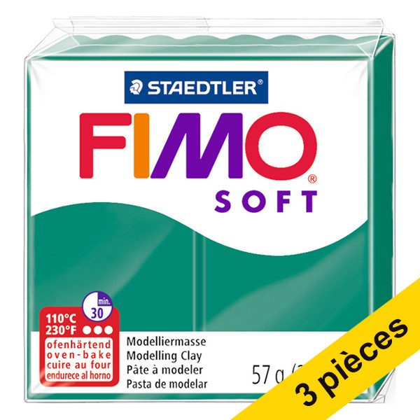 Offre : 3x Fimo soft pâte à modeler 57g - 56 émeraude 424667 - 1