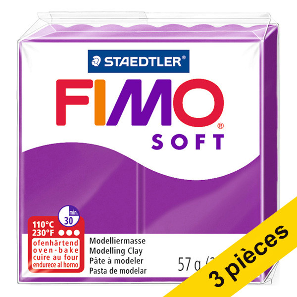 Offre : 3x Fimo soft pâte à modeler 57g - 61 violet pourpre 424668 - 1