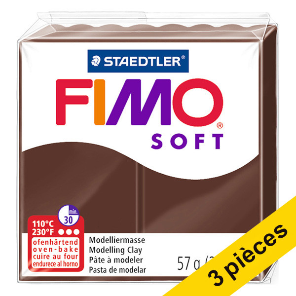 Staedtler Offre : 3x Fimo soft pâte à modeler 57g - 75 chocolat  424707 - 1