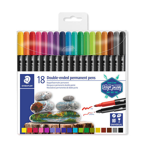 Staedtler marqueur permanent à double pointe assorti 18 pièces (0,5 - 3 mm ogive) 209662 - 1