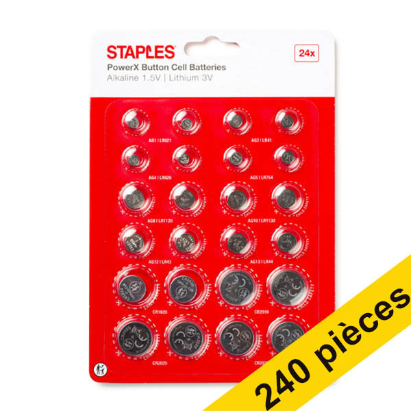 Offre : 10x Staples PowerX pile bouton multipack 390697 - 1