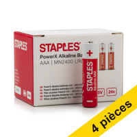 Offre : 4x Staples PowerX MN2400 Micro piles AAA 24 pièces 390694