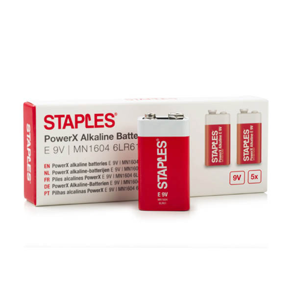 Staples PowerX 6LR61 9 V E-Block pile 5 pièces 390683 - 1