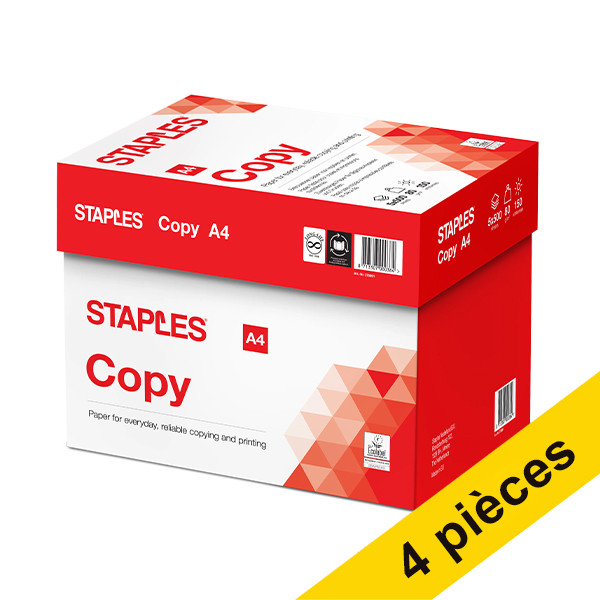 Staples papier d'impression 4 boîtes de 2500 feuilles A4 - 80 g/m²  390013 - 1