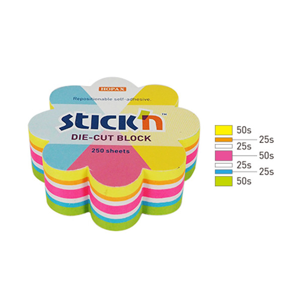 Stick'n Die-Cut fleur mix fluo 61 x 70 mm (250 feuilles) 21833 201735 - 1
