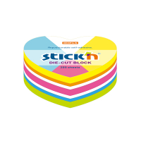 Stick'n Die-Cut notes forme cœur 61 x 70 mm (250 feuilles) - couleurs fluo 21836 201848