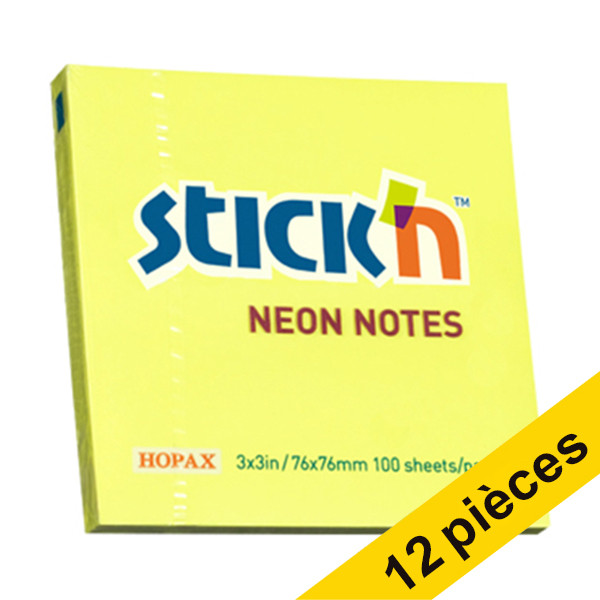 Offre: 12x Stick'n notes 76 x 76 mm - jaune fluo 201729 - 1