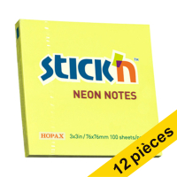 Offre: 12x Stick'n notes 76 x 76 mm - jaune fluo