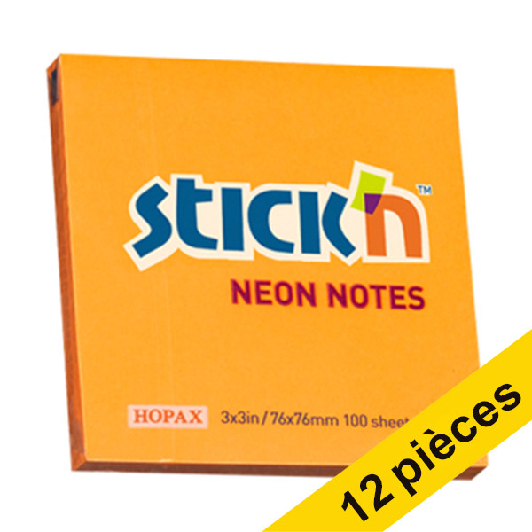 Offre: 12x Stick'n notes 76 x 76 mm - orange fluo 201730 - 1