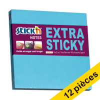 Offre: 12x Stick'n notes extra collantes 76 x 76 mm - bleu
