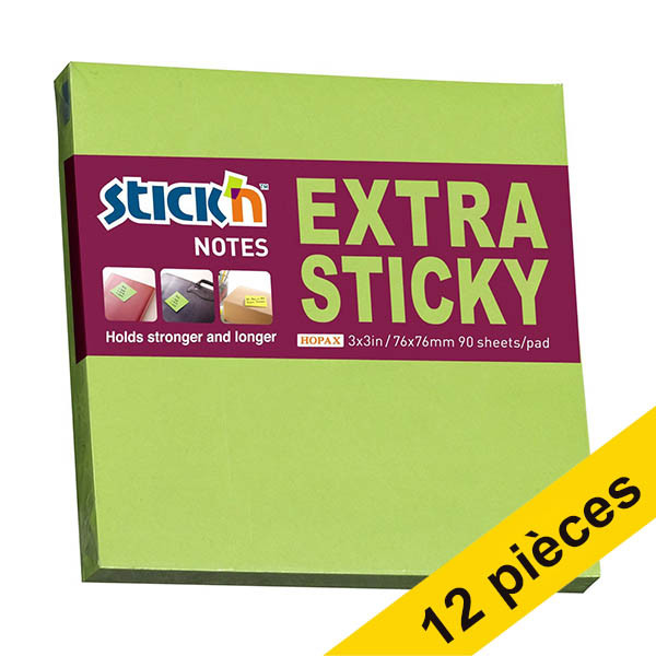 Offre: 12x Stick'n notes extra collantes 76 x 76 mm - vert 201721 - 1