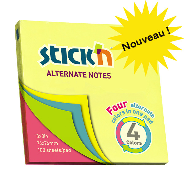 Stick'n bloc-notes 76 x 76 mm (100 feuilles) - fluo 201841 - 1