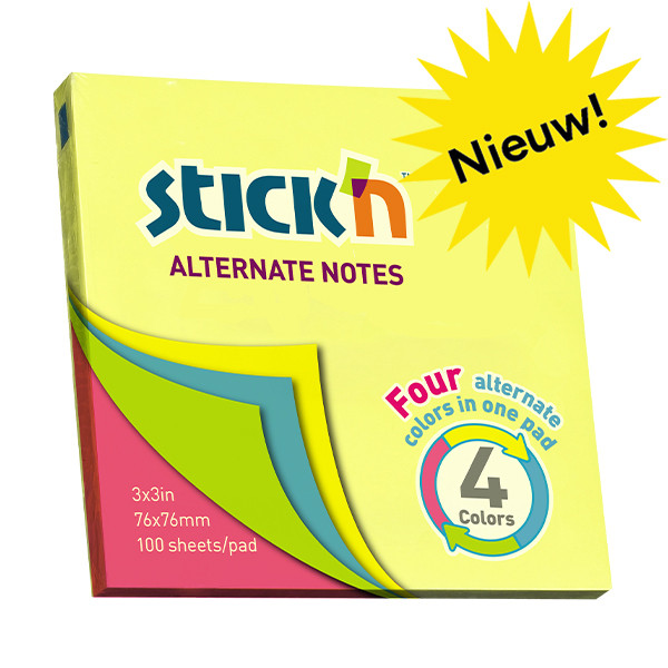 Stick'n bloc-notes 76 x 76 mm (100 feuilles) - fluo 21822 201841 - 1