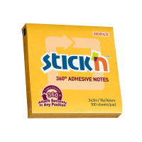 Stick'n bloc-notes bord adhésif 360 degrés 76 x 76 mm (100 feuilles) - jaune doré 21551 201749