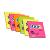 Stick'n bloc-notes extra collant ligné 101 x 101 mm (6 pièces) - fluo