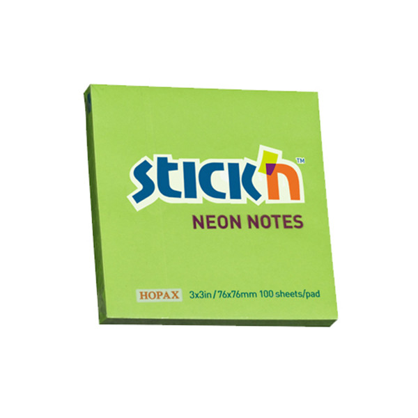 Stick'n notes 76 x 76 mm - vert fluo 21167 201717 - 1