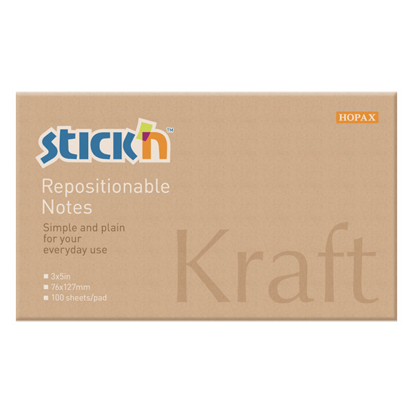 Stick'n notes autocollantes kraft 76 x 127 mm 21640 400884 - 1