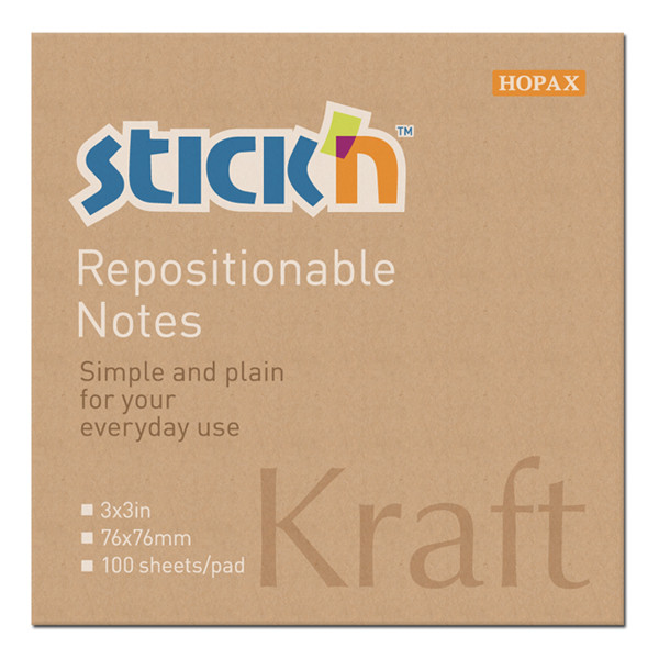 Stick'n notes autocollantes kraft 76 x 76 mm 21639 400883 - 1