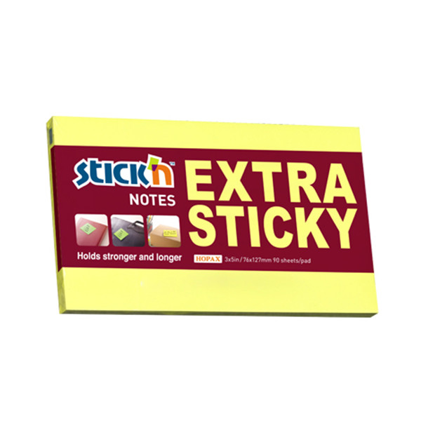 Stick'n notes extra collantes 76 x 127 mm - jaune fluo 21674 201705 - 1