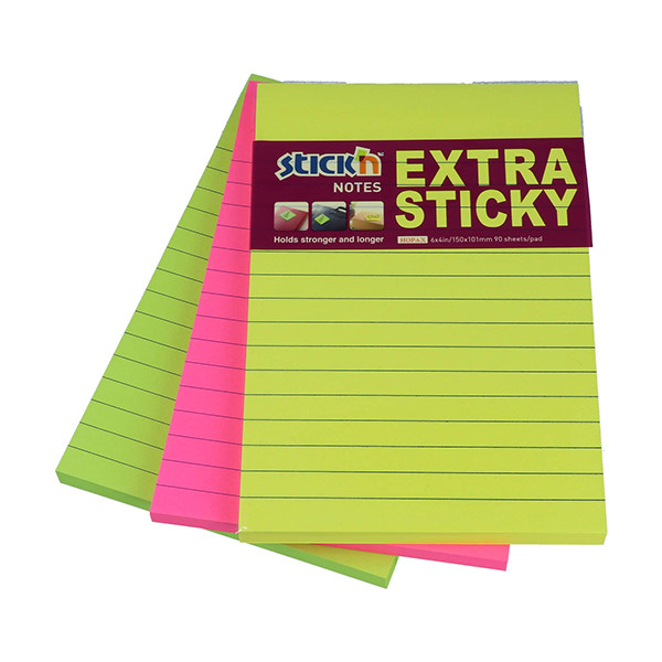 Stick'n notes extra collantes lignées 102 x 152 mm (3 pièces) - couleur 27062 201708 - 1