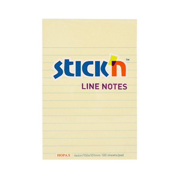 Stick'n notes lignées 102 x 152 mm - jaune pastel 21056 404014 - 1