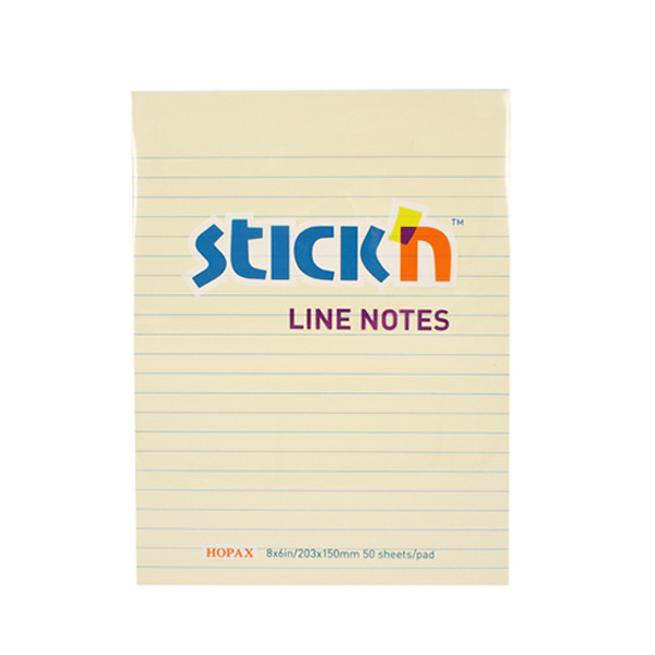 Stick'n notes lignées 203 x 152 mm - jaune pastel 21038 404015 - 1
