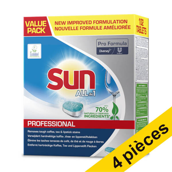 Offre : 4x Sun Pro Formula All-in-1 tablettes pour lave-vaisselle (102 lavages) SSU00119 - 1