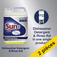 Offre spéciale : 2x Sun Professional 2 en 1 liquide lave-vaisselle et liquide de rinçage (5 litres)