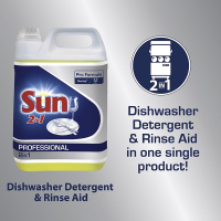 Sun Professional 2 en 1 liquide lave-vaisselle et liquide de rinçage (5 litres) SSU00263