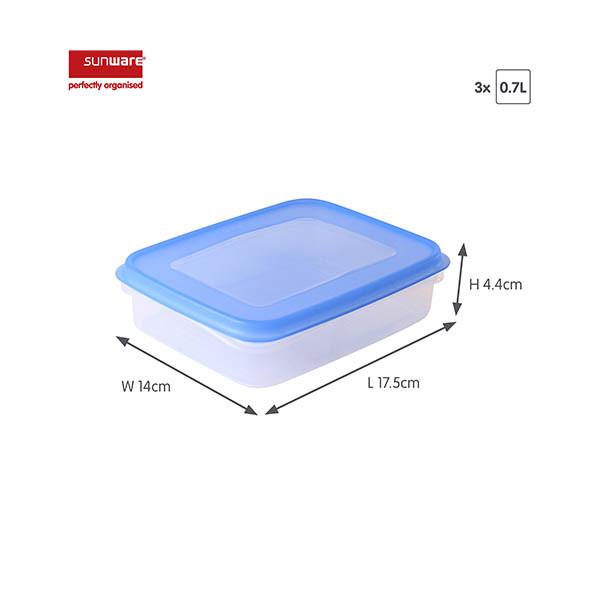 Sunware Club Cuisine boîtes de congélation 0,7 litre (3 pièces) - transparent/bleu 216821 - 2