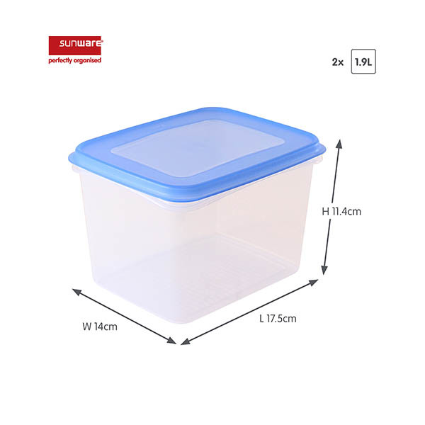 Sunware Club Cuisine boîtes de congélation 1,9 litre (2 pièces) - transparent/bleu 216822 - 2