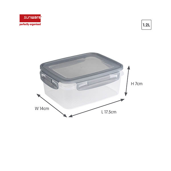 Sunware Club Cuisine boîtes de congélation avec clips 1,2 litre (3 pièces) - transparent/gris 216818 - 2