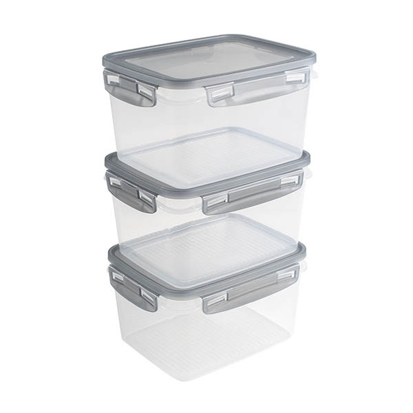 Sunware Club Cuisine boîtes de congélation avec clips 1,5 litre (3 pièces) - transparent/gris 216819 - 1