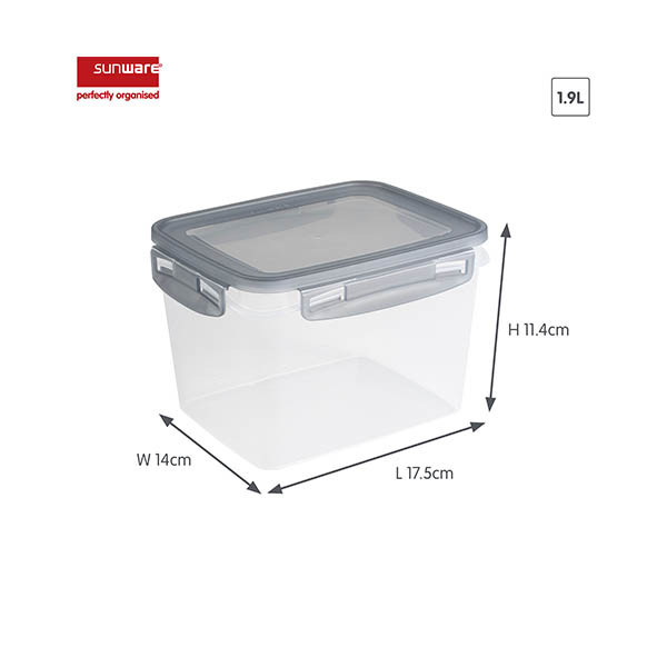 Sunware Club Cuisine boîtes de congélation avec clips 1,9 litre (2 pièces) - transparent/gris 216820 - 2