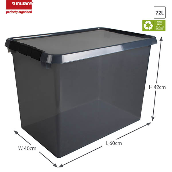 Sunware Comfort Line boîte de rangement transparente 72 litres - gris/noir 200479 - 2