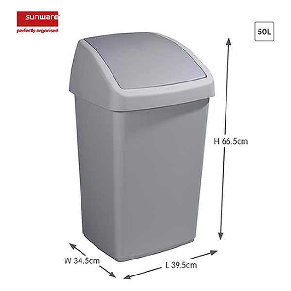Sunware Delta poubelle avec couvercle basculant (50 litres) - gris 13500525 400714 - 2