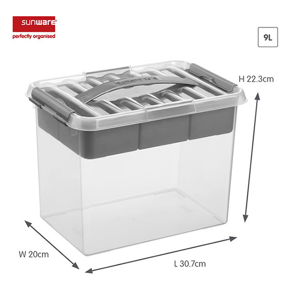 Sunware Q-line boîte de rangement avec insert 9 litres - transparent 79300409 216762 - 2