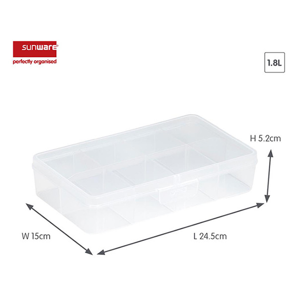 Sunware Q-line séparateur de boîte de rangement transparente 8 compartiments 84400409 216522 - 2